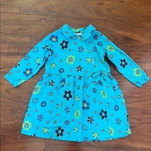 Hanna Andersson Turquoise Floral Long-Sleeve Toddler Dress